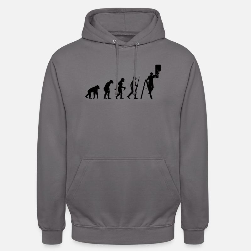 Maler Evolution - Unisex Hoodie - Mittelgrau