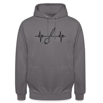 Darts Puls - Unisex Hoodie - Mittelgrau - Vorne - Alina (178cm) & Michal (187cm)