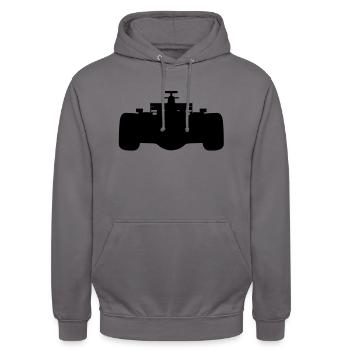 F1 # 1 - Unisex Hoodie - Mittelgrau - Vorne - Alina (178cm) & Michal (187cm)