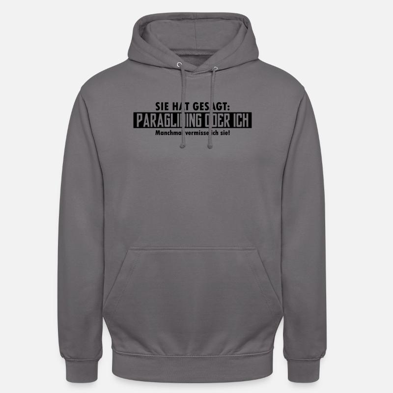 paragliding oder ich - Unisex Hoodie - Mittelgrau