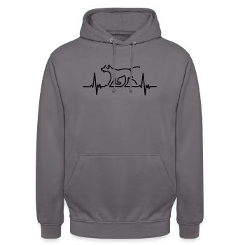 hunde - Unisex Hoodie - Mittelgrau - Vorne - Alina (178cm) & Michal (187cm)