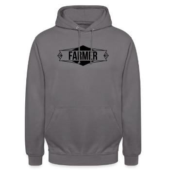 Farmer - Sweat-shirt à capuche unisexe - gris éléphant - Devant - Alina (178cm) & Michal (187cm)