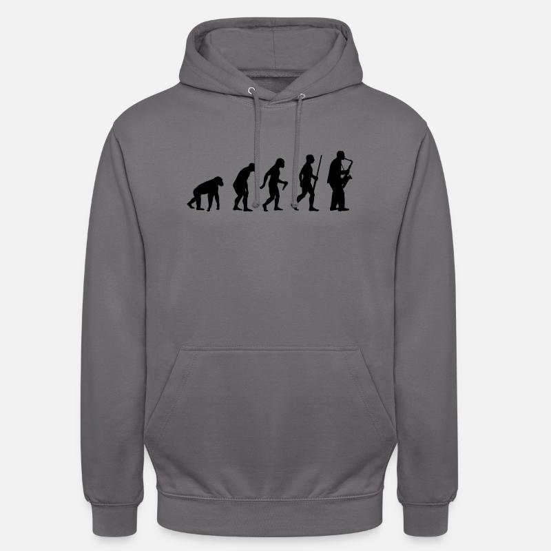 l'évolution du saxophone - Sweat-shirt à capuche unisexe - gris éléphant
