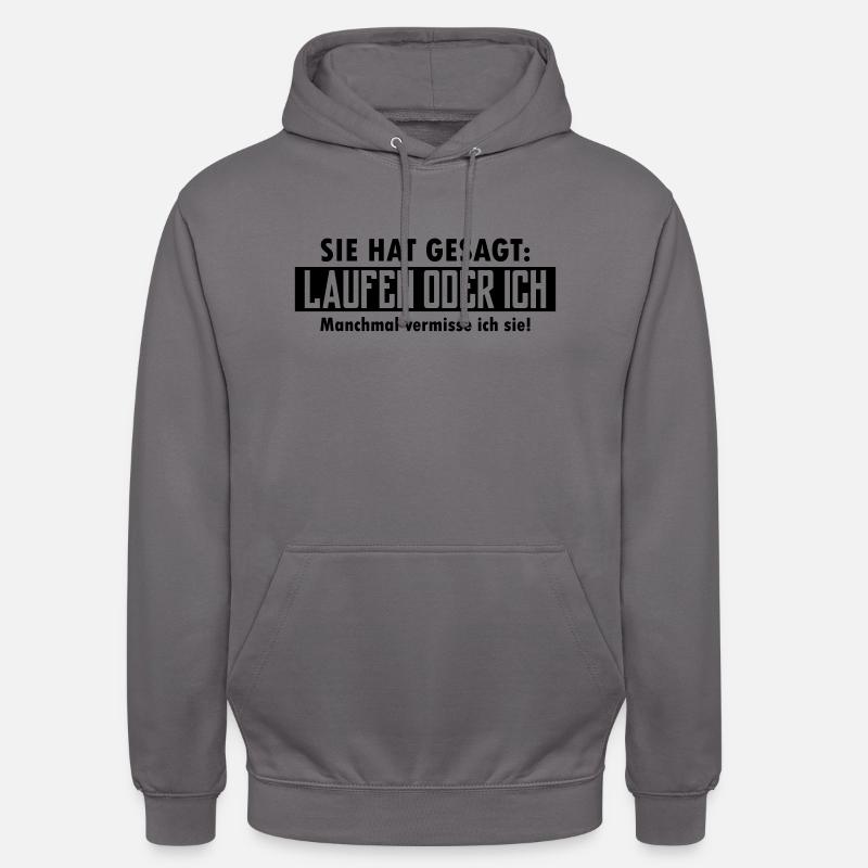 laufen oder ich - Unisex Hoodie - Mittelgrau