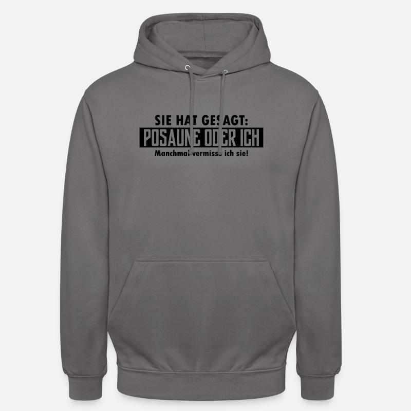 posaune oder ich - Unisex Hoodie - Mittelgrau