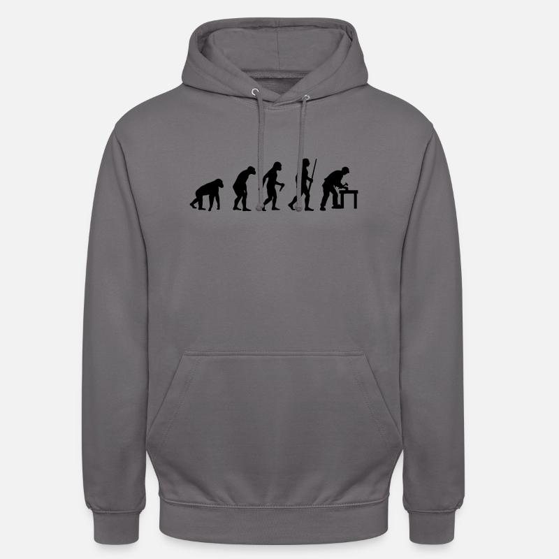 L'évolution des menuisiers - Sweat-shirt à capuche unisexe - gris éléphant