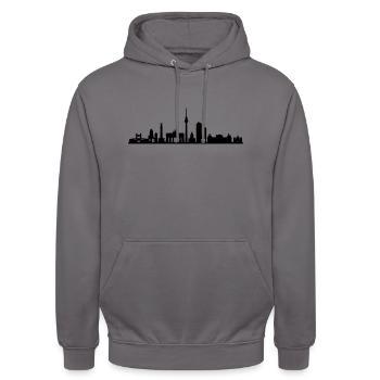Skyline - Berlin - Unisex Hoodie - Mittelgrau - Vorne - Alina (178cm) & Michal (187cm)