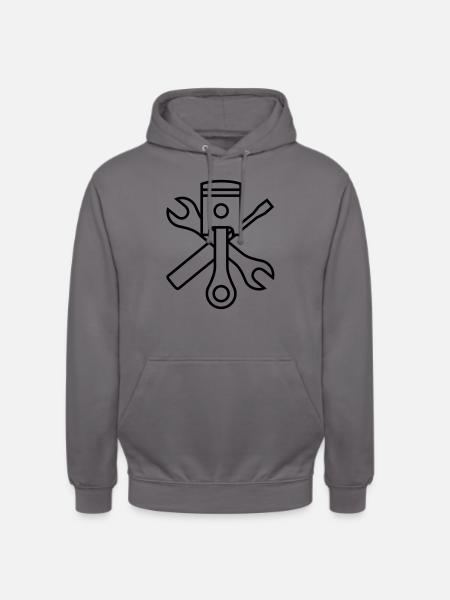 Stempel og verktøy 1c (+ teksten din) - Unisex-hettegenser - mellomgrå
