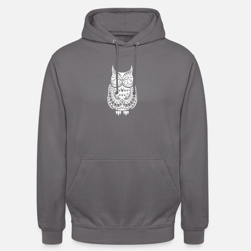 Owl Pattern - Sweat-shirt à capuche unisexe - gris éléphant