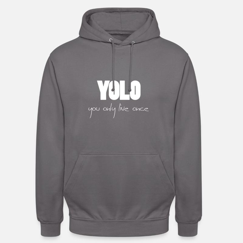 YOLO - blanc -1 - Sweat-shirt à capuche unisexe - gris éléphant