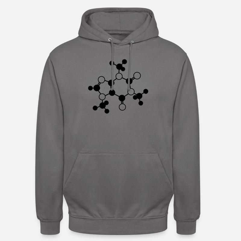 Caffeine - molecule - 1c - Unisex Hoodie - elephant grey