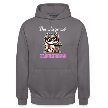 Die Lage ist BESÄUFNISSERREGEND - Unisex Hoodie - Mittelgrau - Vorne - Alina (178cm) & Michal (187cm)