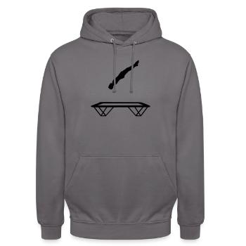 Trampoline - Sweat-shirt à capuche unisexe - gris éléphant - Devant - Alina (178cm) & Michal (187cm)