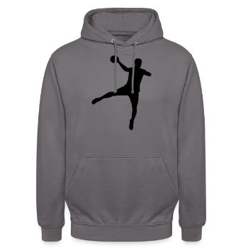 Handball - Unisex Hoodie - Mittelgrau - Vorne - Alina (178cm) & Michal (187cm)