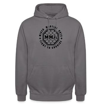 MMA - Mixed Martial Arts - Fight to survive - Unisex Hoodie - elephant grey - Front - Alina (178cm) & Michal (187cm)
