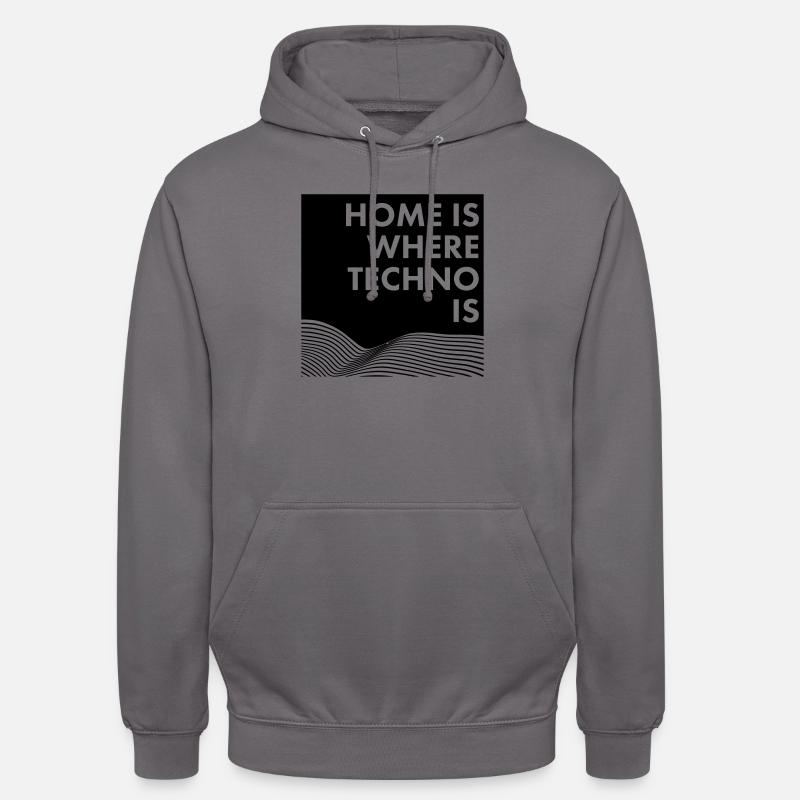 HOME IS WHERE TECHNO IS - Sweat-shirt à capuche unisexe - gris éléphant