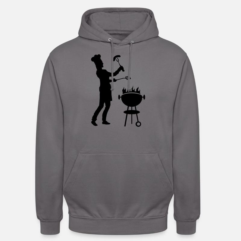Freizeit - Mann Grill - Unisex Hoodie - Mittelgrau