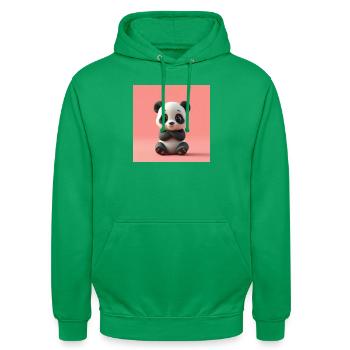 Cartoon effect panda - Unisex Hoodie - kelly green - Front - AI Model Male 185 light (185cm) & AI Model Female 180 light (180cm)
