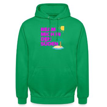 TÉLÉPORTEZ-MOI VERS LE SUD, MALLE APPELLE ! ENTERREMENT DE VIE DE GARÇON DES FÊTES - Sweat-shirt à capuche unisexe - vert - Devant - AI Model Male 185 light (185cm) & AI Model Female 180 light (180cm)