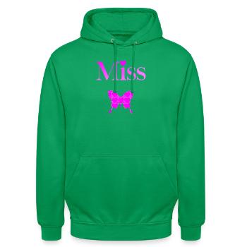 Miss Papillon Fushia - Unisex Hoodie - kelly green - Front - AI Model Male 185 light (185cm) & AI Model Female 180 light (180cm)