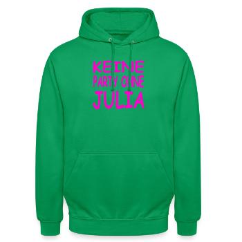 Julia - Unisex Hoodie - Kelly Green - Vorne - AI Model Male 185 light (185cm) & AI Model Female 180 light (180cm)