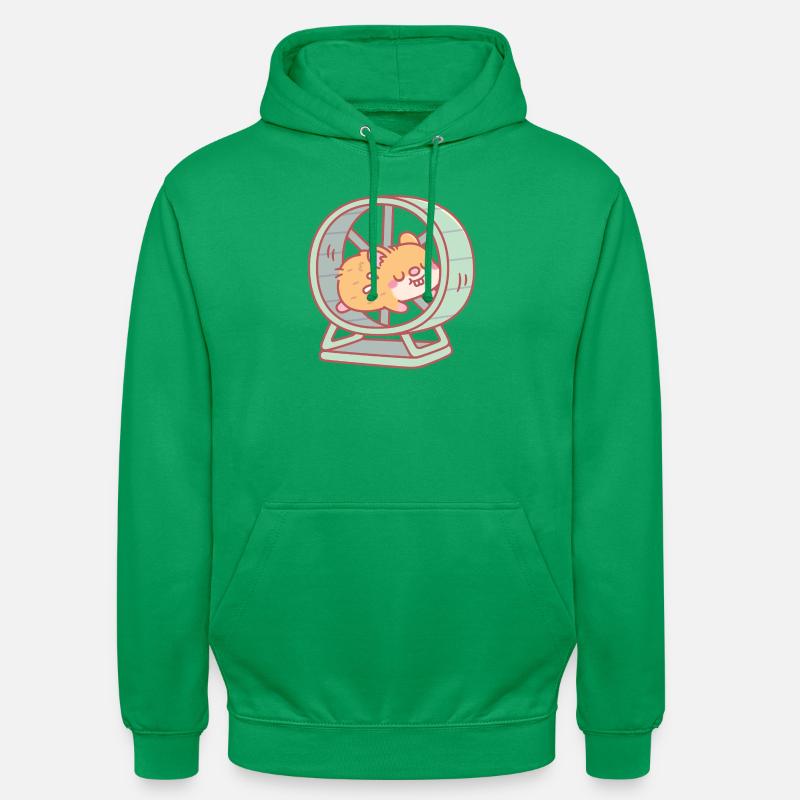 Mignon hamster courant sur une roue - Sweat-shirt à capuche unisexe - vert