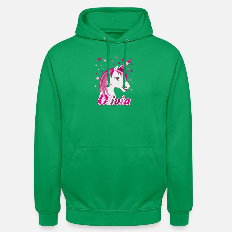 Olivia Einhorn, Mädchenname - Unisex Hoodie - Kelly Green