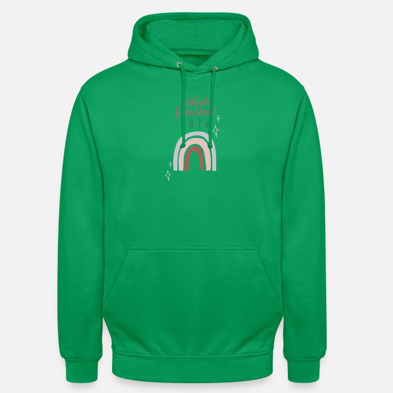 Endlich Schulkind 2026 Regenbogen Schuleinführung - Unisex Hoodie - Kelly Green