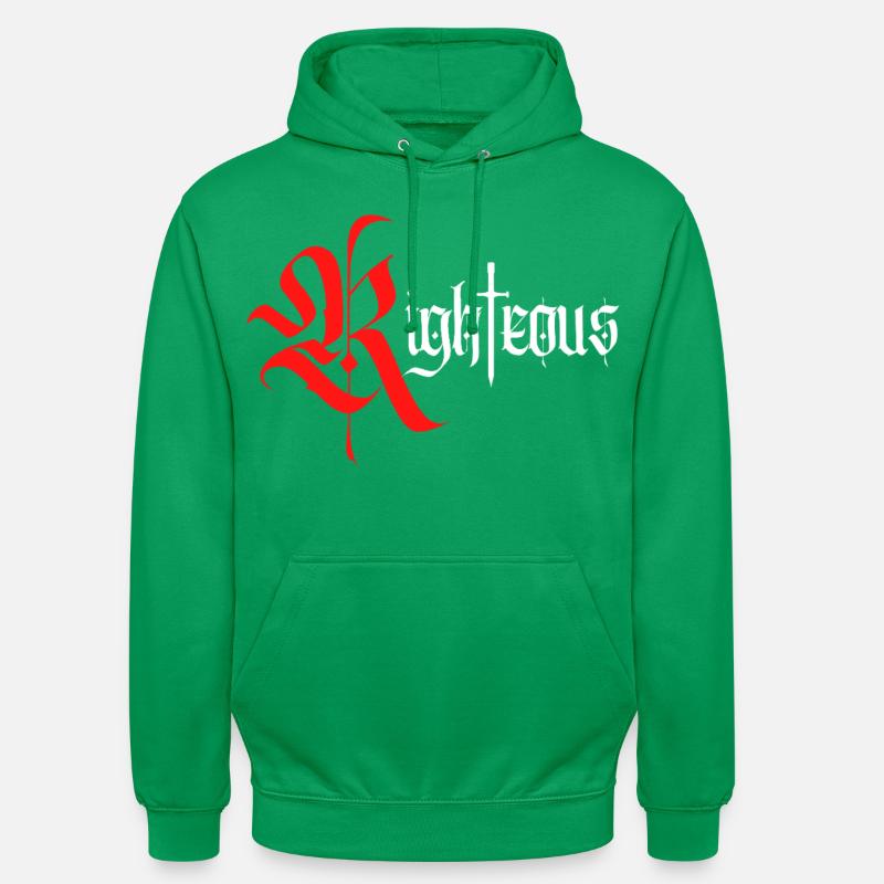 Gothic Righteous Design with Sword with white text - Unisex Hoodie - kelly green