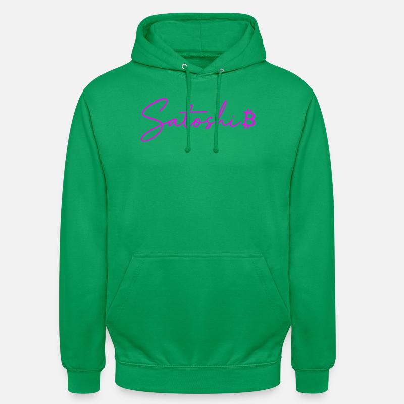Satoshi Lettres Néon Bitcoin Script Rose - Sweat-shirt à capuche unisexe - vert