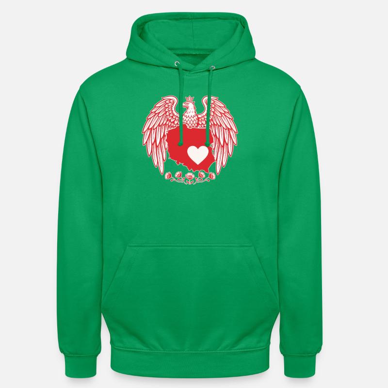 Polish Eagle Heart Map Design - Unisex Hoodie - kelly green