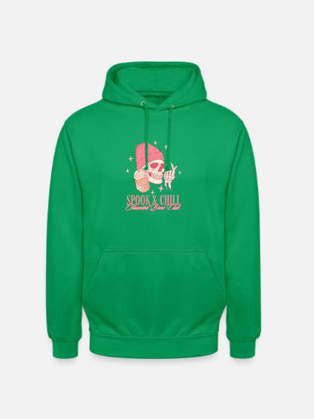Spook & Chill – Rosa Skelett mit Kaffee - Unisex Hoodie - Kelly Green