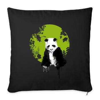 panda world, earth, watercolor, painting color extend u - Sofa pillowcase 17,3'' x 17,3'' (45 x 45 cm) - black - Front