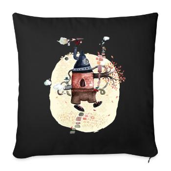 wandelndes Haus - Sofakissenbezug 45 x 45 cm - Schwarz - Vorne