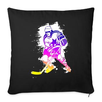 hockey rainbow spatter hockey player tor cool - Sofa pillowcase 17,3'' x 17,3'' (45 x 45 cm) - black - Front