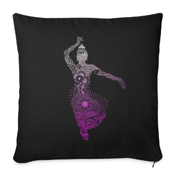 Yoga Tanz Tempel Mandala Indien spiritual tänzerin - Sofakissenbezug 45 x 45 cm - Schwarz - Vorne