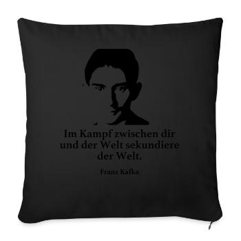 Kafka: In the fight between you and the world secondary - Sofa pillowcase 17,3'' x 17,3'' (45 x 45 cm) - black - Front