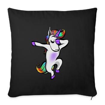 Tamponnant licorne licorne mignon et doux - Housse de coussin décorative 45 x 45 cm - noir - Devant