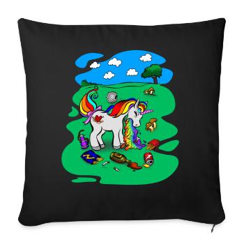 Unicorn on Party - Hangover T-Shirt - Sofa pillowcase 17,3'' x 17,3'' (45 x 45 cm) - black - Front