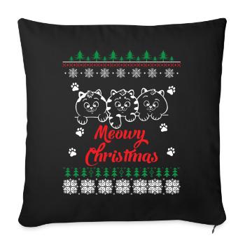 Ugly Christmas Sweater Meowy Christmas - Sofa pillowcase 17,3'' x 17,3'' (45 x 45 cm) - black - Front