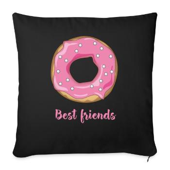 Donut favorite food sweet snack pink sugar casting lo - Sofa pillowcase 17,3'' x 17,3'' (45 x 45 cm) - black - Front