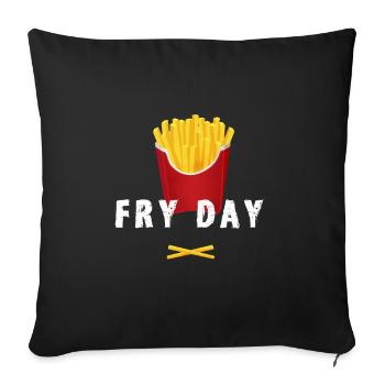 pommes frites restauration rapide français frites freitag nerd LOl - Housse de coussin décorative 45 x 45 cm - noir - Devant