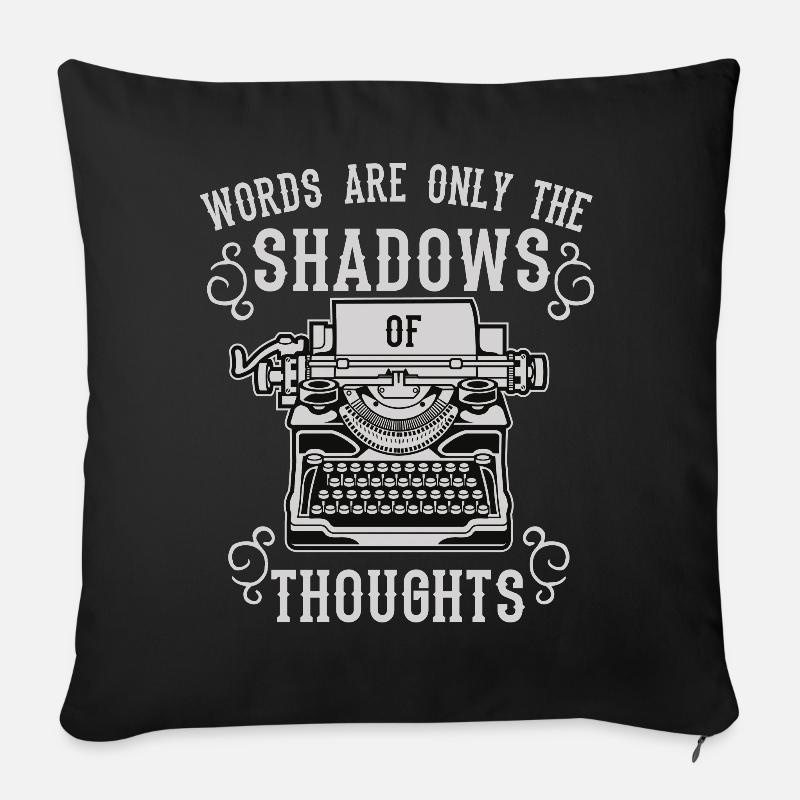 Ombres de pensées machine à écrire écrivain - Housse de coussin décorative 45 x 45 cm - noir