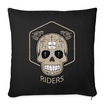 skull riders tête de mort biker moto mort symbole - Housse de coussin décorative 45 x 45 cm - noir - Devant