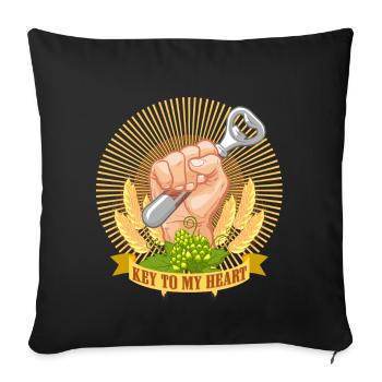 Clé de mon coeur - Housse de coussin décorative 45 x 45 cm - noir - Devant