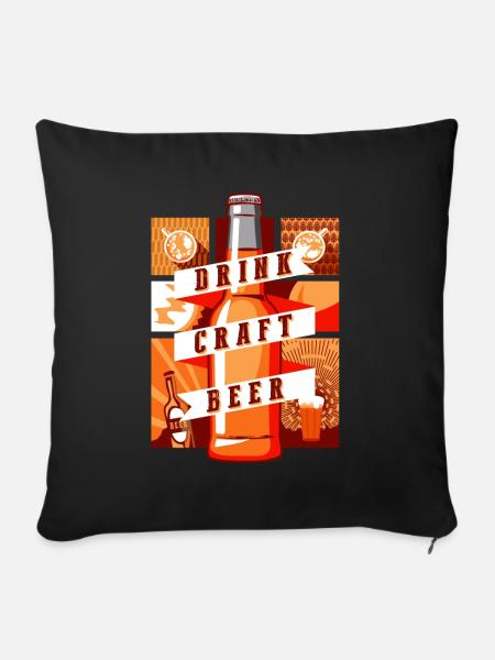 Trink Craftbier - Sofakissenbezug 45 x 45 cm - Schwarz