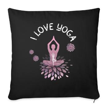 Yoga om spiritual buddha namaste woman course sport - Sofa pillowcase 17,3'' x 17,3'' (45 x 45 cm) - black - Front