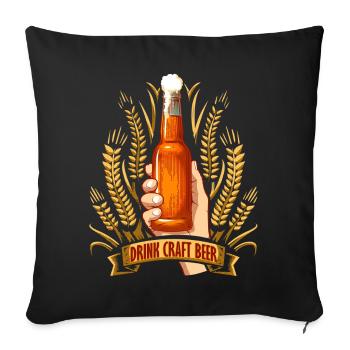 Drink craft beer - Sofa pillowcase 17,3'' x 17,3'' (45 x 45 cm) - black - Front