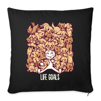Lebensziele - Golden Labrador Retriever Hunde - Sofakissenbezug 45 x 45 cm - Schwarz - Vorne