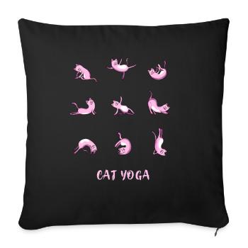 yoga cats pink sport spiritual namaste humor om - Sofa pillowcase 17,3'' x 17,3'' (45 x 45 cm) - black - Front